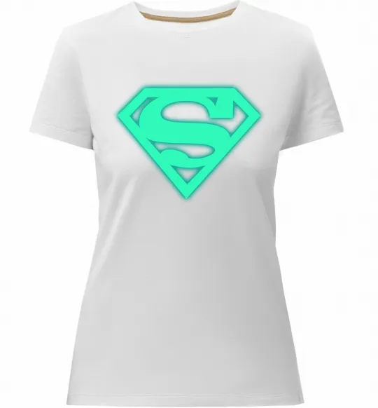 Женская премиум футболка Superman люмінесцентний Белый фото