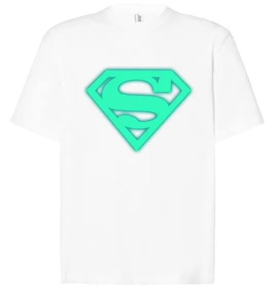 Футболка Оверсайз Superman люмінесцентний Белый фото