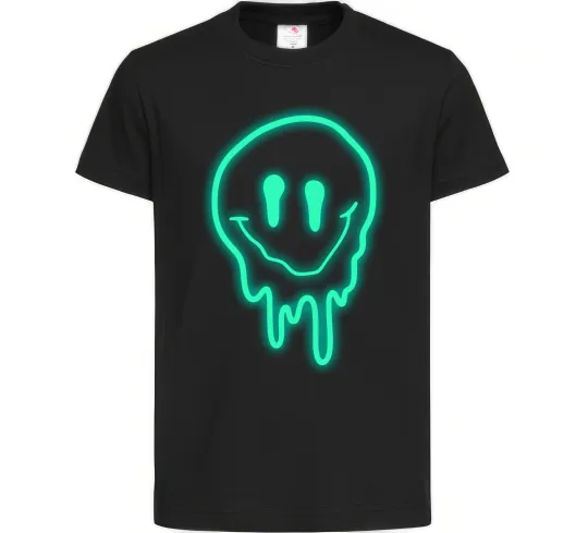 Детская футболка Смайл люмінесцентний Черный фото