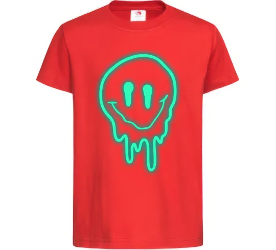 Детская футболка Смайл люмінесцентний Красный фото