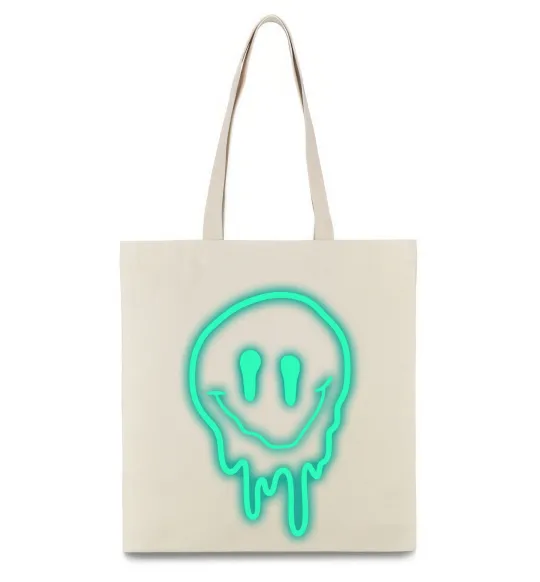 Еко-сумка Смайл люмінесцентний Бежевий фото