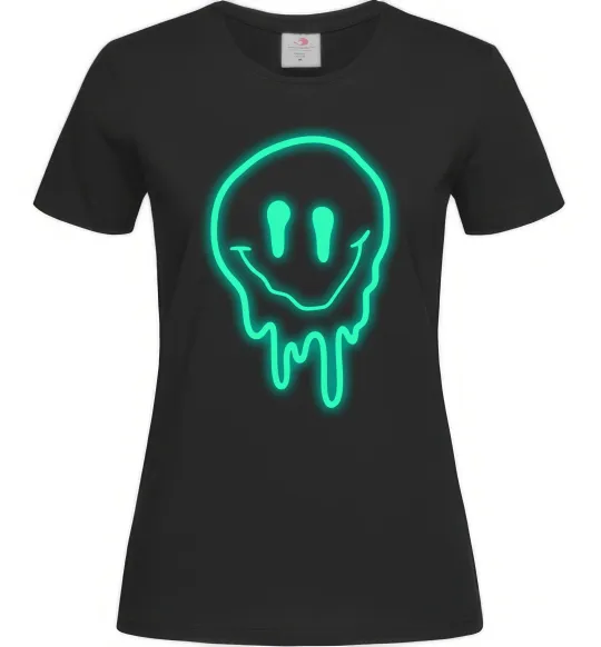 Жіноча футболка Смайл люмінесцентний Чорний фото