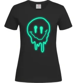 Женская футболка Смайл люмінесцентний Черный фото