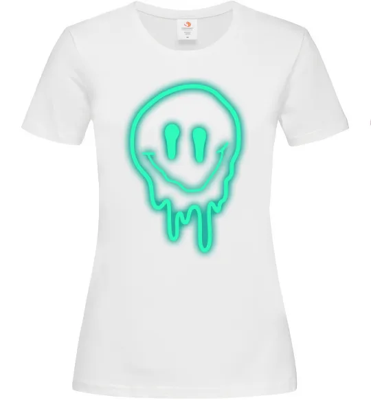 Жіноча футболка Смайл люмінесцентний Білий фото