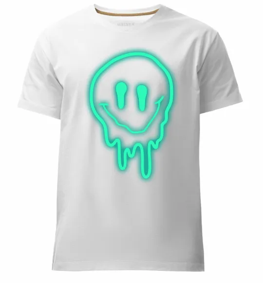 Чоловіча преміум футболка Смайл люмінесцентний Білий фото