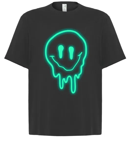 Футболка Оверсайз Смайл люмінесцентний Черный фото