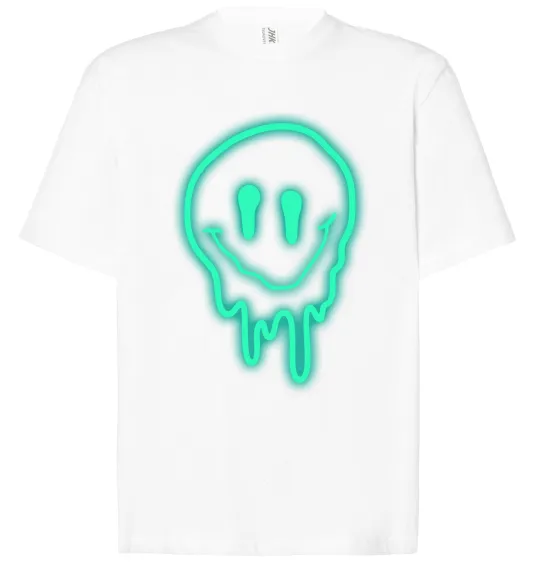 Футболка Оверсайз Смайл люмінесцентний Белый фото
