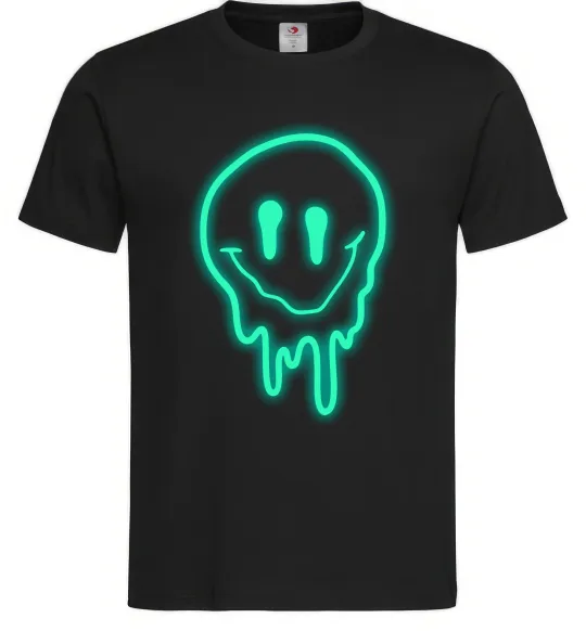 Чоловіча футболка Смайл люмінесцентний Чорний фото