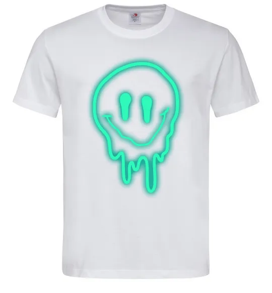 Чоловіча футболка Смайл люмінесцентний Білий фото