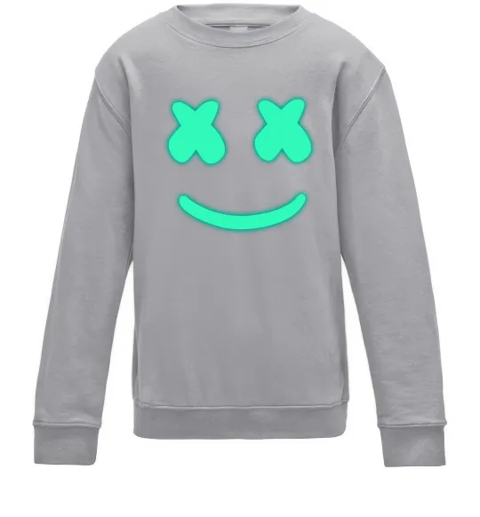 Дитячий світшот Смайл з хрестиками люмінесцентний Сірий меланж фото
