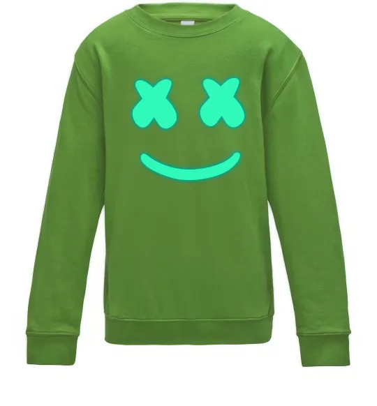 Дитячий світшот Смайл з хрестиками люмінесцентний Лаймовий фото