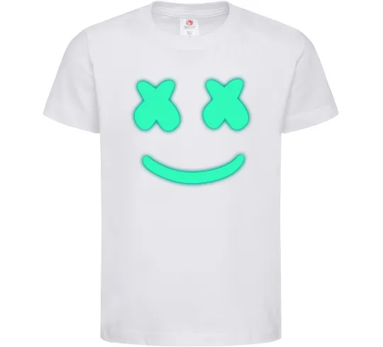 Детская футболка Смайл з хрестиками люмінесцентний Белый фото
