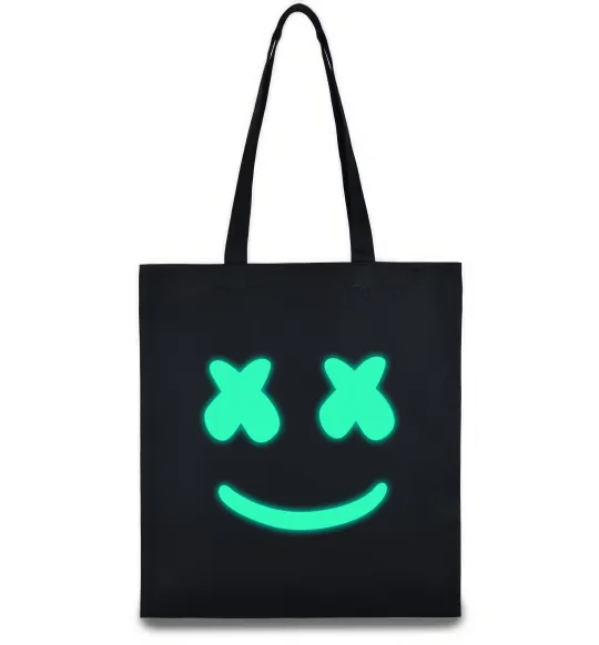 Еко-сумка Смайл з хрестиками люмінесцентний Чорний фото