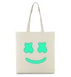 Еко-сумка Смайл з хрестиками люмінесцентний Бежевий фото
