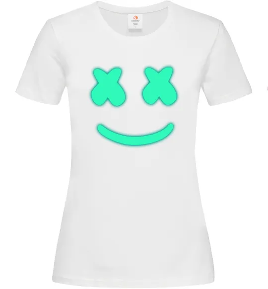 Женская футболка Смайл з хрестиками люмінесцентний Белый фото