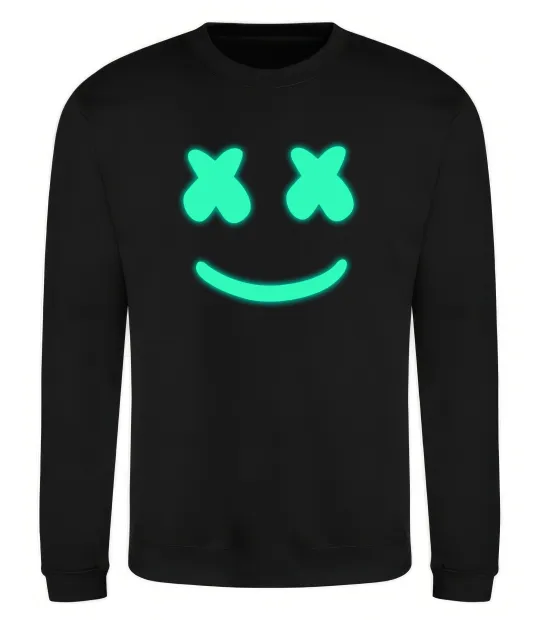 Свитшот Смайл з хрестиками люмінесцентний Черный фото