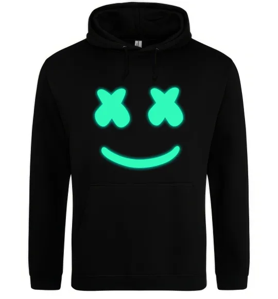 Мужская толстовка (худи) Смайл з хрестиками люмінесцентний Черный фото