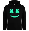 Мужская толстовка (худи) Смайл з хрестиками люмінесцентний Черный фото