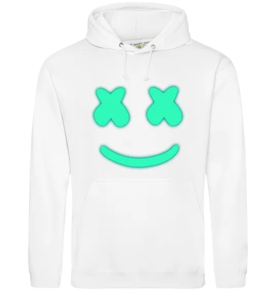Мужская толстовка (худи) Смайл з хрестиками люмінесцентний Белый фото