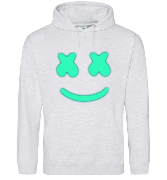 Мужская толстовка (худи) Смайл з хрестиками люмінесцентний Серый меланж фото