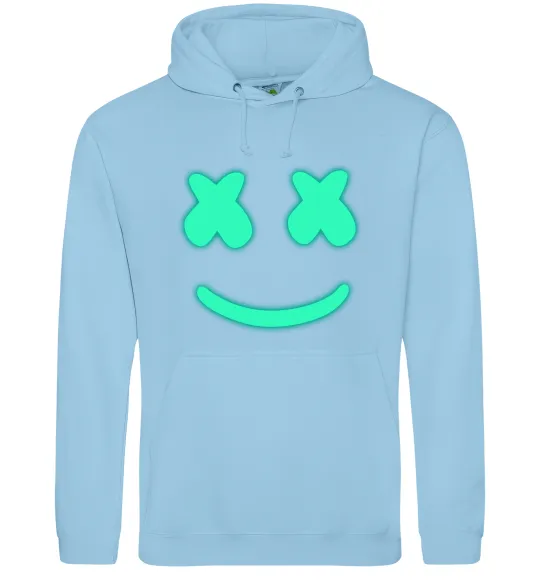 Мужская толстовка (худи) Смайл з хрестиками люмінесцентний Голубой фото