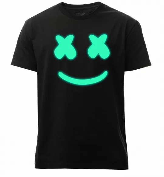 Мужская премиум футболка Смайл з хрестиками люмінесцентний Черный фото