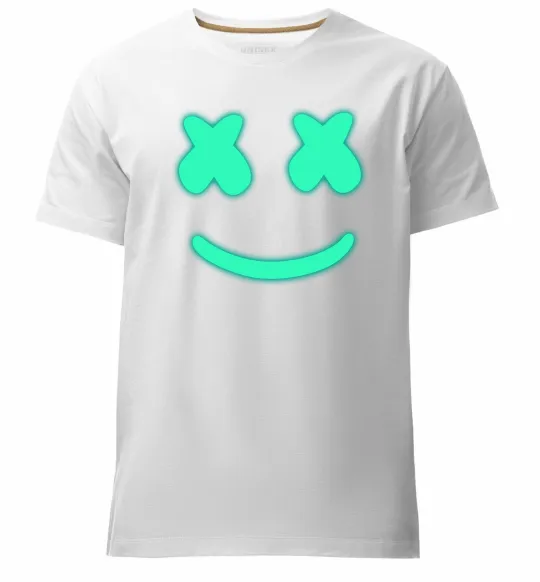 Мужская премиум футболка Смайл з хрестиками люмінесцентний Белый фото
