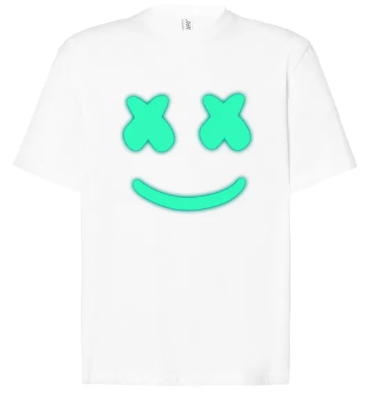 Футболка Оверсайз Смайл з хрестиками люмінесцентний Белый фото