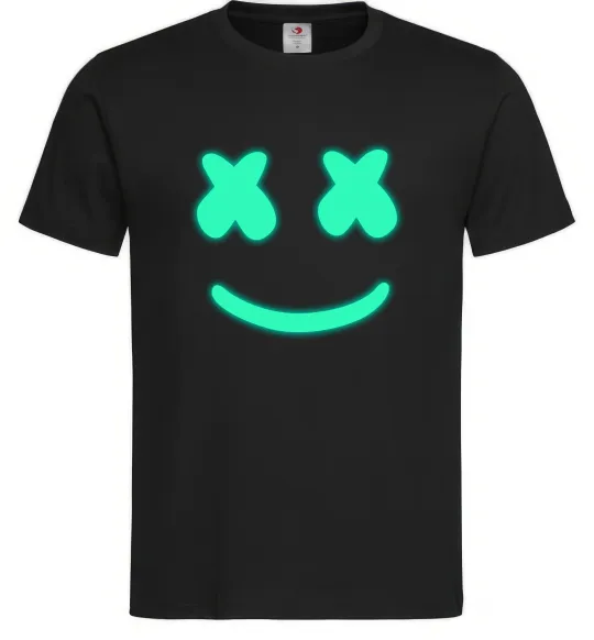 Чоловіча футболка Смайл з хрестиками люмінесцентний Чорний фото