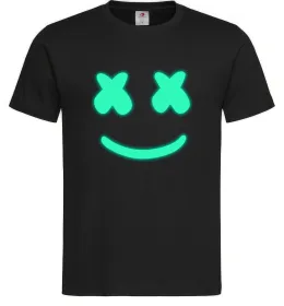 Чоловіча футболка Смайл з хрестиками люмінесцентний Чорний фото