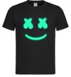 Чоловіча футболка Смайл з хрестиками люмінесцентний Чорний фото