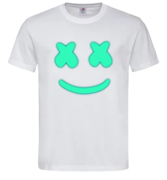 Чоловіча футболка Смайл з хрестиками люмінесцентний Білий фото