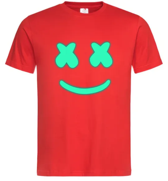 Чоловіча футболка Смайл з хрестиками люмінесцентний Червоний фото