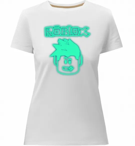 Женская премиум футболка Роблокс люмінесцентний Белый фото