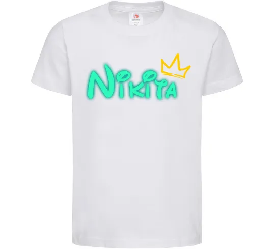 Дитяча футболка Іменний люмінесцентний Білий фото