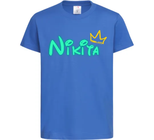 Дитяча футболка Іменний люмінесцентний Яскраво-синій фото