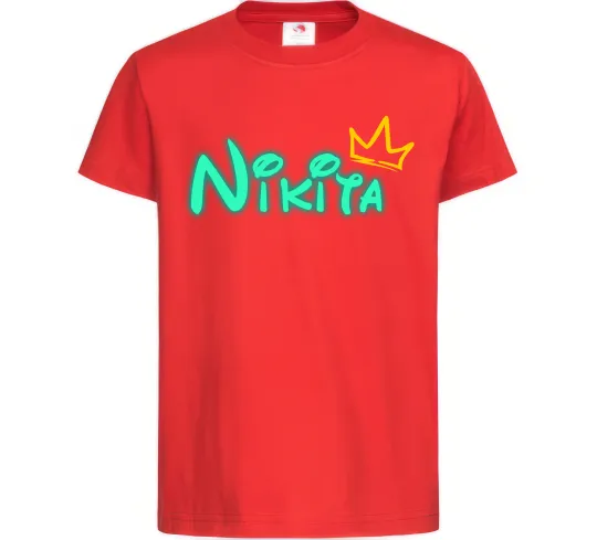 Дитяча футболка Іменний люмінесцентний Червоний фото