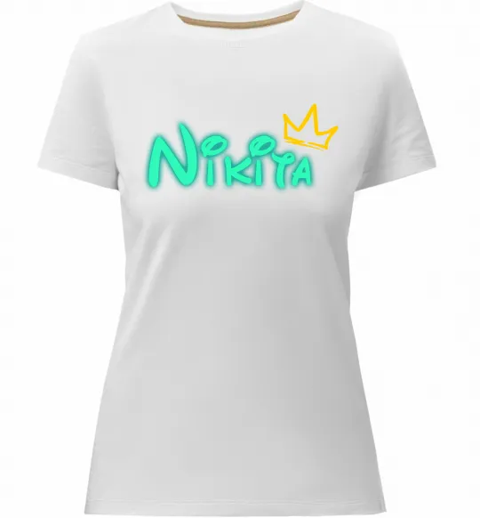 Жіноча преміум футболка Іменний люмінесцентний Білий фото