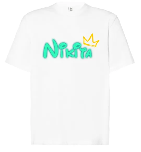 Футболка Оверсайз Іменний люмінесцентний Білий фото