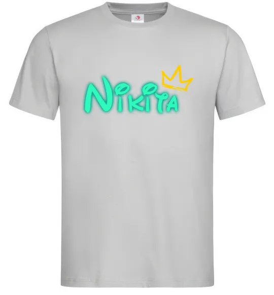 Мужская футболка Іменний люмінесцентний Серый фото