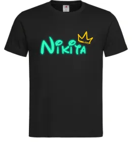 Мужская футболка Іменний люмінесцентний Черный фото