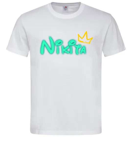 Мужская футболка Іменний люмінесцентний Белый фото