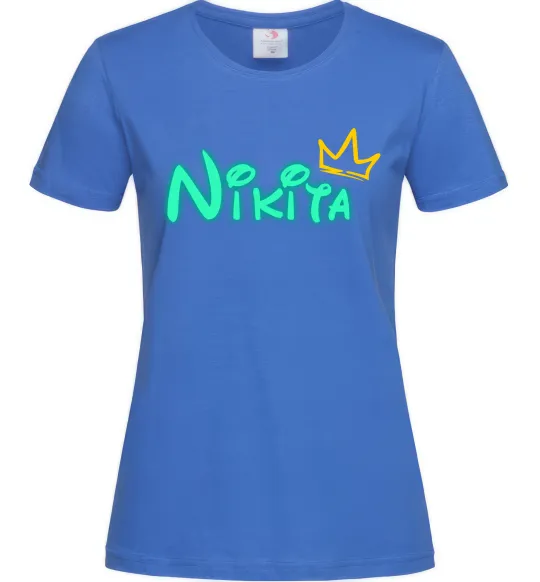 Женская футболка Іменний люмінесцентний Ярко-синий фото