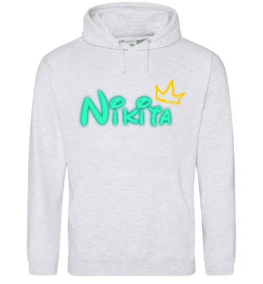 Мужская толстовка (худи) Іменний люмінесцентний Серый меланж фото