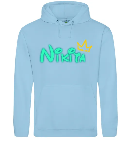 Чоловіча толстовка (худі) Іменний люмінесцентний Блакитний фото