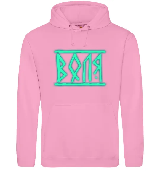 Чоловіча толстовка (худі) Воля світлонакопичувальний напис Рожевий фото