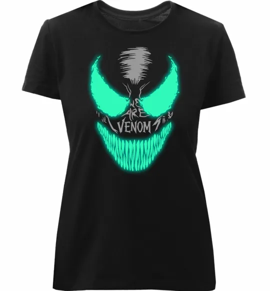 Женская премиум футболка Venom we are люмінесцентний Черный фото