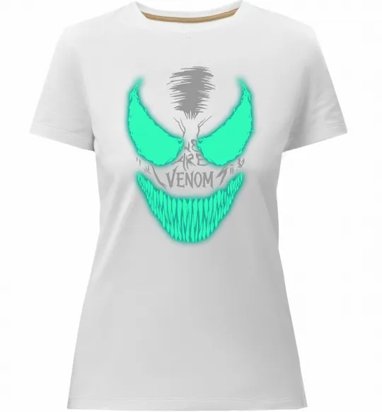 Женская премиум футболка Venom we are люмінесцентний Белый фото