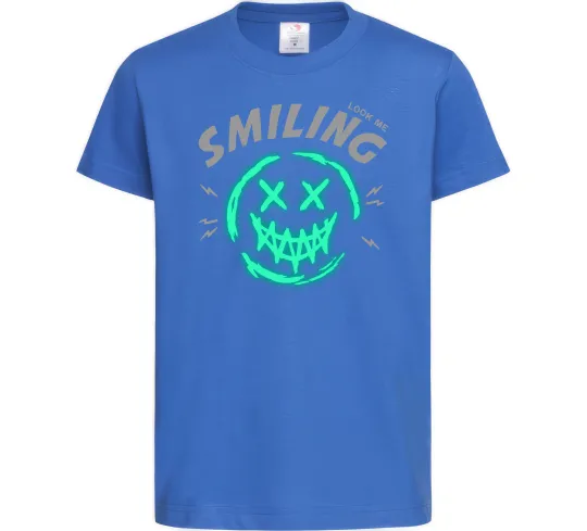 Дитяча футболка Smiling люмінесцентний Яскраво-синій фото