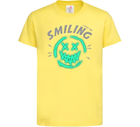 Дитяча футболка Smiling люмінесцентний Лимонний фото